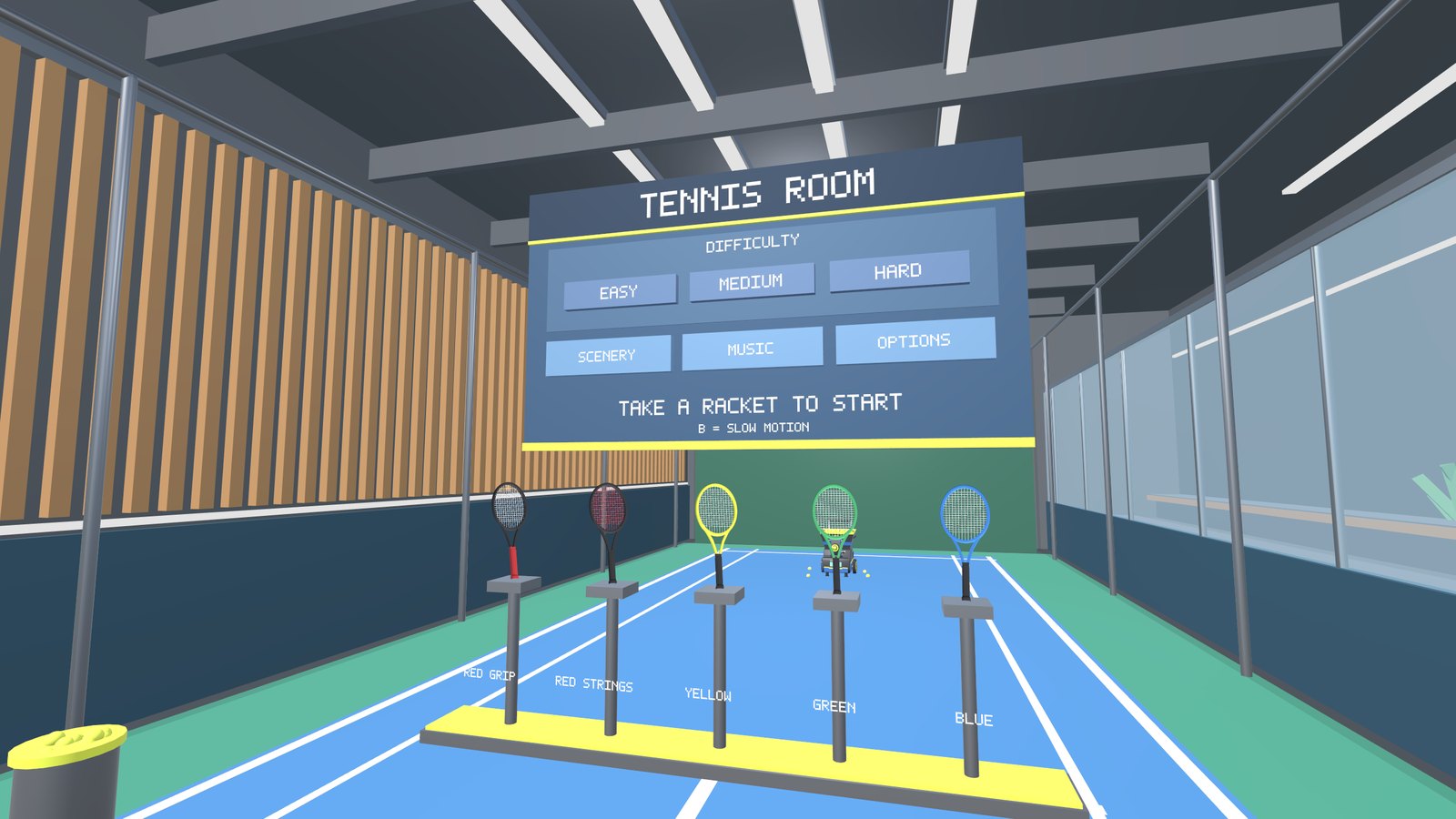 The racket rack and the start menu